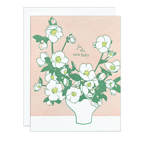 Hellebore Blossoms Baby Card