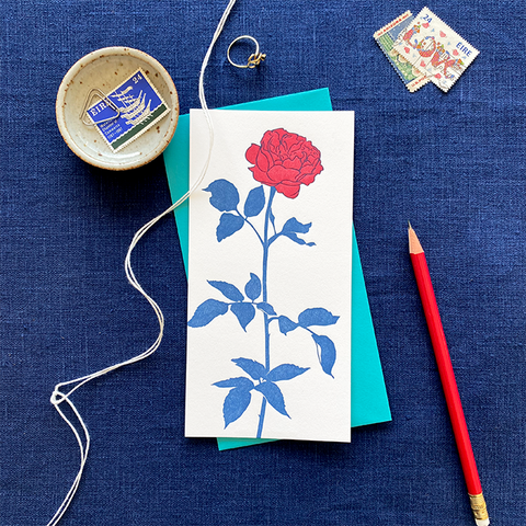 Long Stem Blank Card - Navy