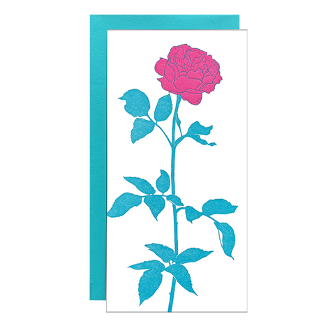 Long Stem Blank Card - Teal