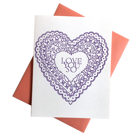 Love You So Doily Heart Card